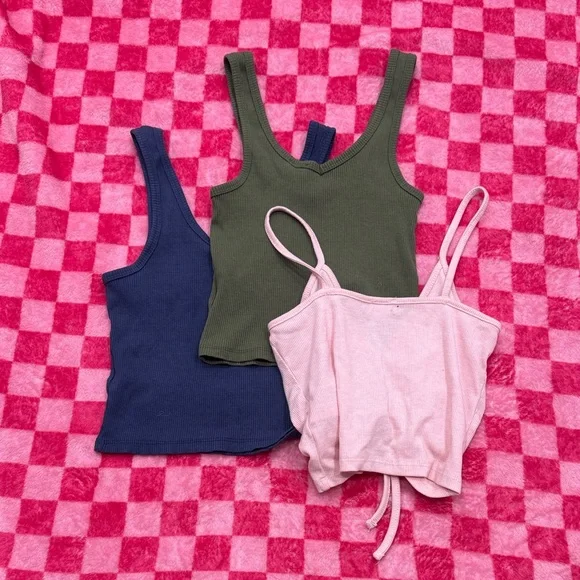 Cotton On Tank Top Set of Three in Pink, Green, and Blue - Picture 2 of 2